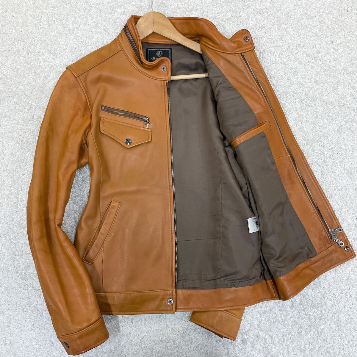 Men's Bigi】定番の秋冬コーデ◎シープスキン (羊革) ラムレザー 格安販売店舗 Men's BIGI シープレザージャケット★04★黒 レザージャケット
