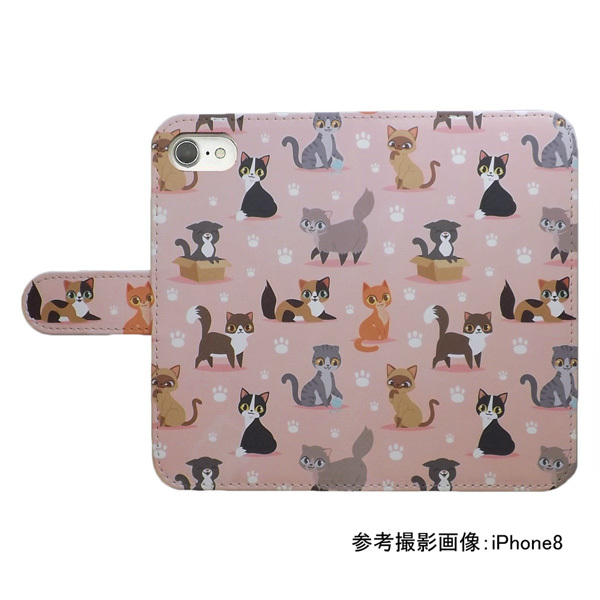 BASIO active SHG09　スマホケース 手帳型 プリントケース 猫 足跡 肉球 ねこ かわい キャラクター_画像2