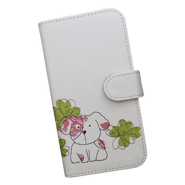 Xperia Ace III SO-53C/SOG08/A203SO　スマホケース 手帳型 プリントケース 犬 クローバー キャラクター かわいい_画像1