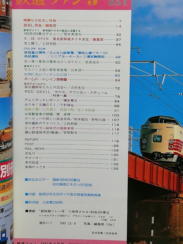 鉄道ファン　昭和57年3月号　特集：直流L特急　　　(1982, No.251)_画像2