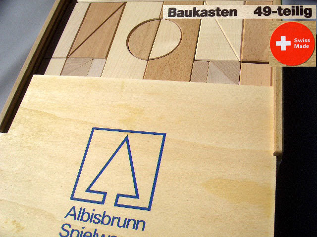 ALBISBRUNN SPIELWAREN Swiss 49 アルビスブラン 瑞西 名門 匠 木工職人 スイス制 美しき積み木 白木 山毛欅 楓 五感で感じる知育玩具 美品_画像1