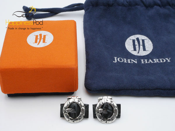 ジョンハーディJOHN HARDY カフス 925×レザー シルバー×黒