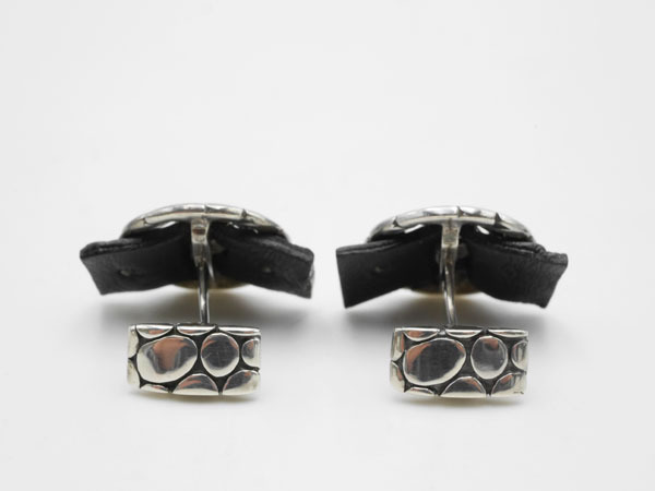 ジョンハーディJOHN HARDY カフス 925×レザー シルバー×黒