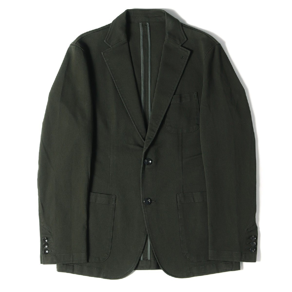 美品 SOPHNET ソフネット ストレッチ ドリル 2つボタン テーラードジャケット WASHED STRETCH COTTON DRILL 2BUTTON JACKET 20AW カーキ L