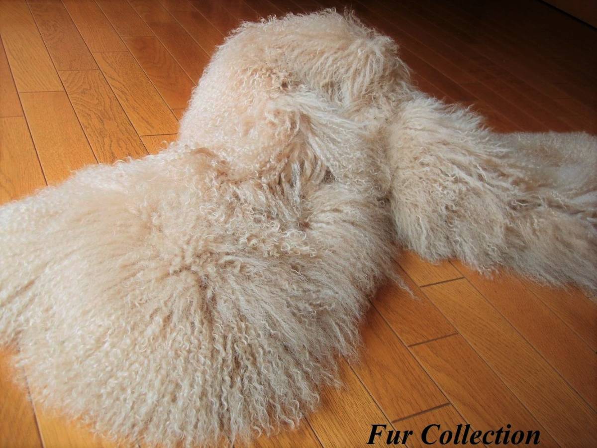  wonderful presence * Celeb liti. atmosphere! Tibet ram First -ru long muffler pocket attaching fur muffler * real fur neck warmer 