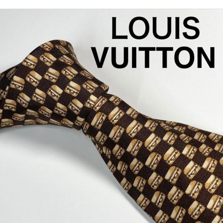 極美品 LOUIS VUITTON ルイヴィトン ネクタイ トランク柄-