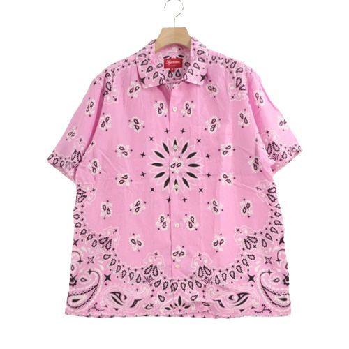 Supreme シュプリーム 21SS Bandana Silk S/S Shirt バンダナ シルク シャツ M ピンク