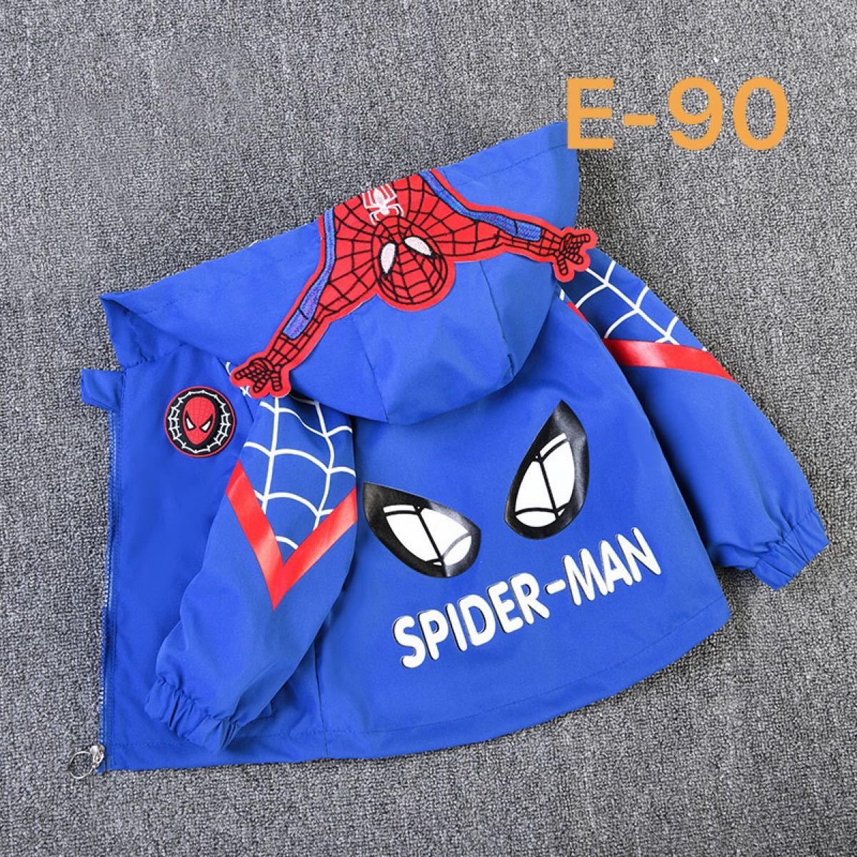 E-90スパイダーマンキッズジャケット　上着　ブルー超可愛い　90サイズ