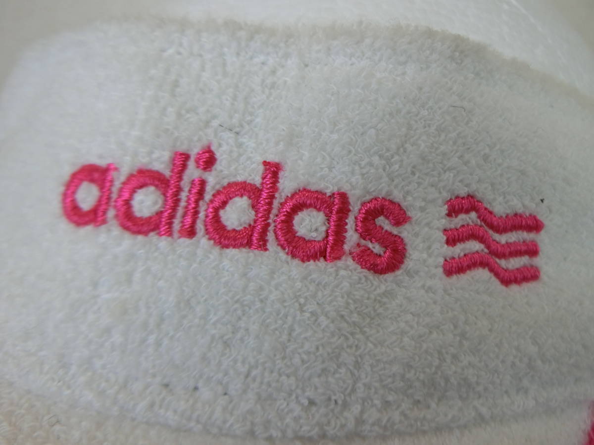 【感謝セール】adidas(アディダス) サンバイザー 白ピンク黄緑 レディース フリーサイズ ゴルフ用品 2101-0161 中古_画像3
