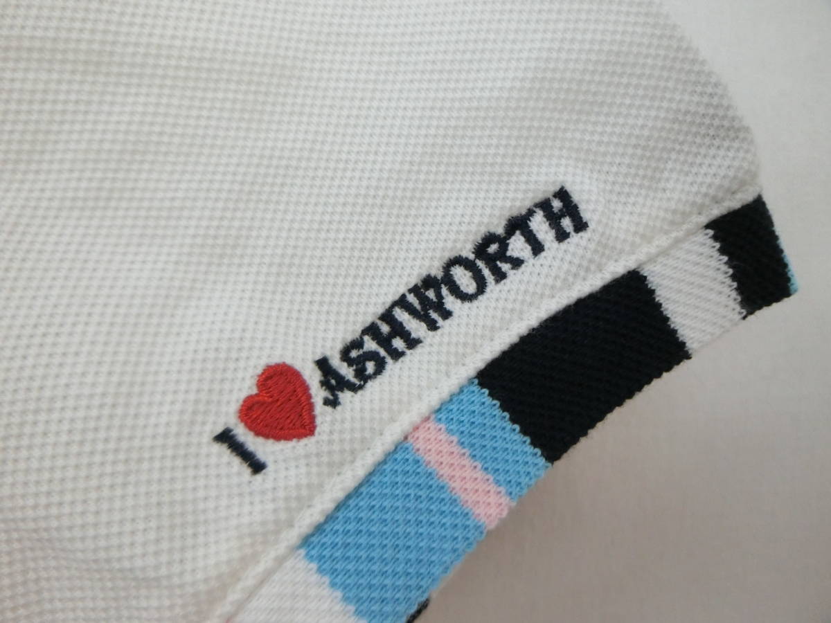 【感謝セール】Ashworth(アシュワース) ポロシャツ 白 メンズ 6 ゴルフウェア 2107-0079 中古_画像3