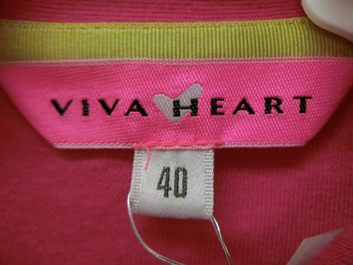 【感謝セール】VIVA HEART(ビバハート) ポロシャツ ピンク レディース 40 ゴルフウェア 2107-0142 中古_画像3
