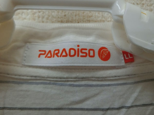 【感謝セール】PARADISO(パラディーゾ) ポロシャツ 白黒ボーダー メンズ LL ゴルフウェア 2105-0373 中古_画像3