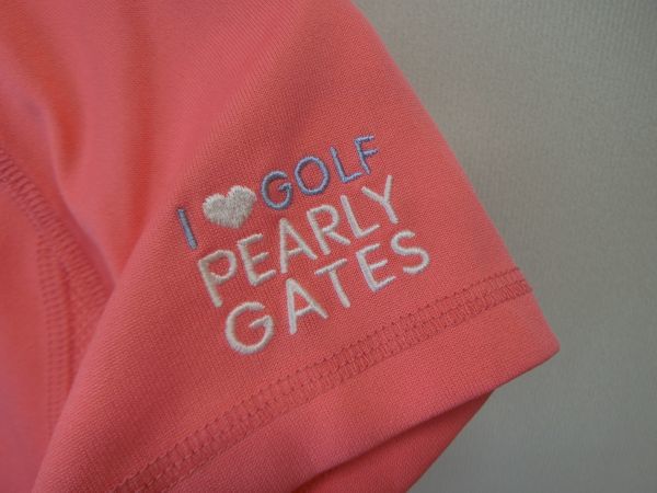 【感謝セール】【美品】PEARLY GATES(パーリーゲイツ) ハーフジップポロシャツ サーモンピンク レディース 0 ゴルフウェア 1902-1390 中古_画像4