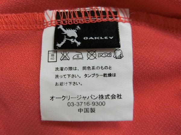 【感謝セール】【美品】OAKLEY(オークリー) ハーフジップアップシャツ 赤 レディース L ゴルフウェア 1903-0124 中古_画像5