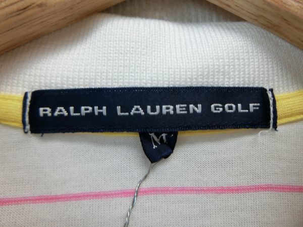 【感謝セール】RALPH LAUREN GOLF(ラルフローレンゴルフ) ポロシャツ 白緑ピンクボーダー レディース M ゴルフウェア 1907-0972 中古_画像3