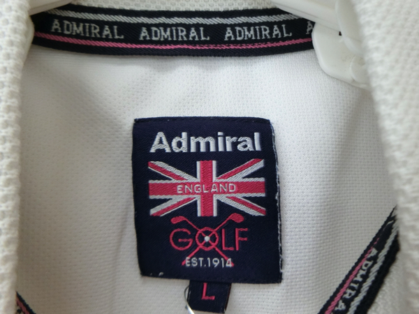 【感謝セール】Admiral(アドミラル) ポロシャツ 白 レディース L ゴルフウェア 2108-0129 中古の画像2