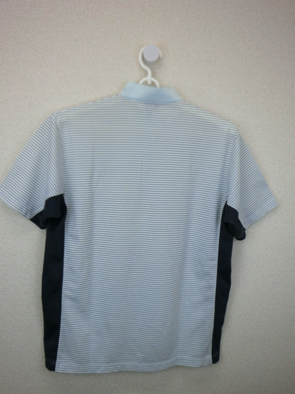 【感謝セール】PARADISO(パラディーゾ) ハーフジップシャツ 水色ボーダー メンズ L ゴルフウェア 2105-0379 中古_画像5