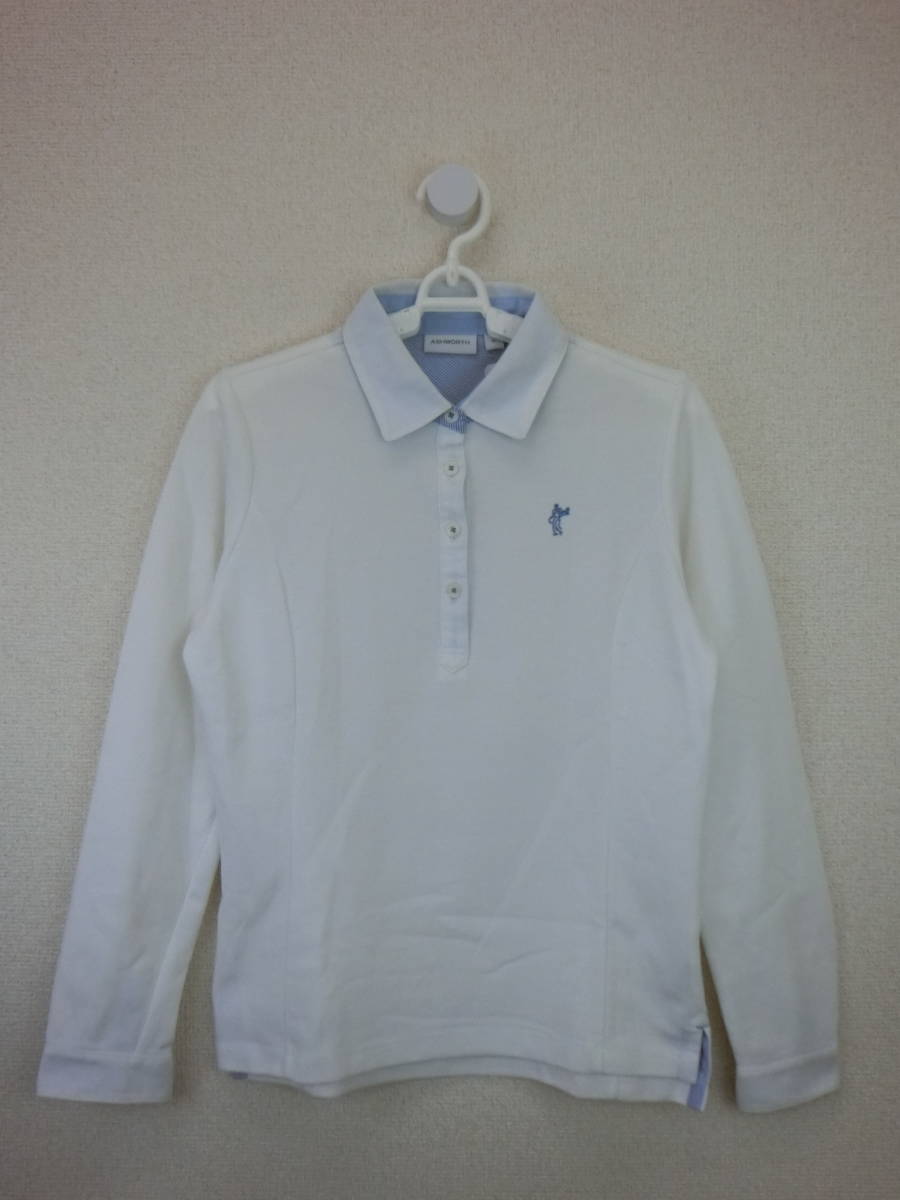 Ashworth(アシュワース) ポロシャツ 白水色 レディース M ゴルフウェア 2104-0366 中古 