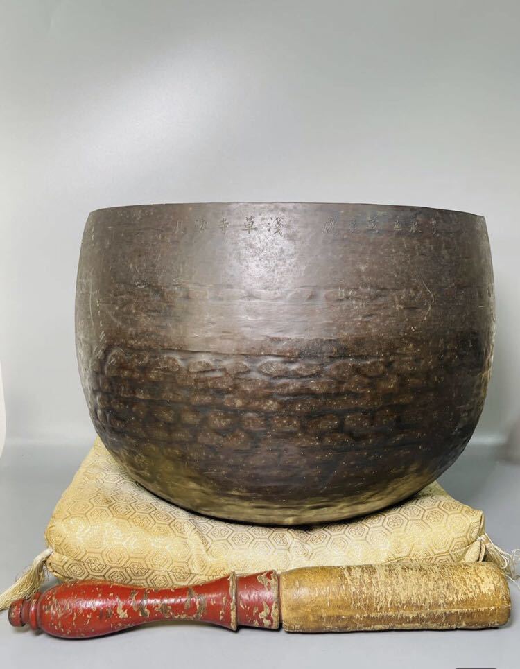 受注生産品】 古美術 特大 銅製 おりん 重さ約4.3kg サイズ約