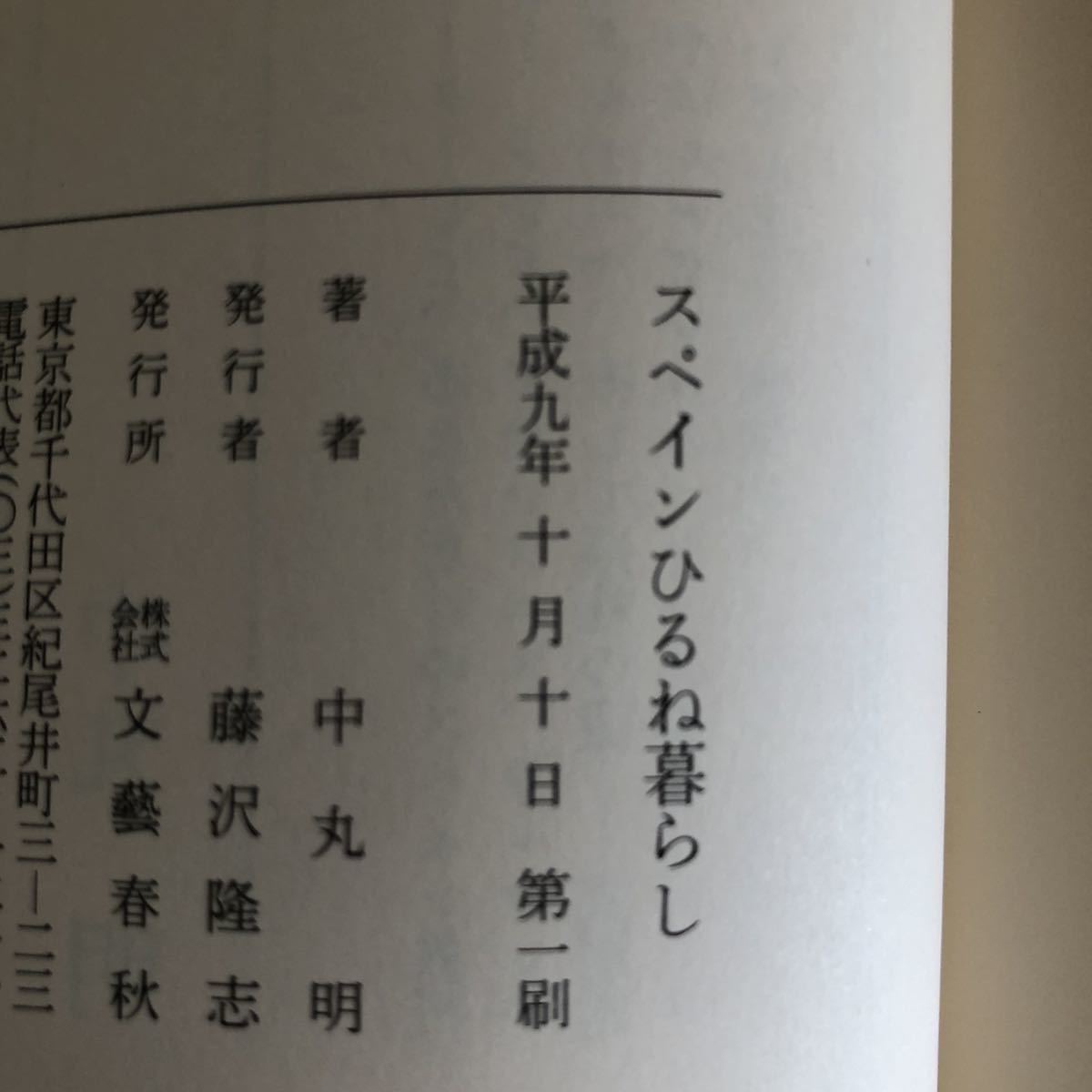 ●中丸明★スペインひるね暮らし＊文藝春秋 初版 (単行本) 送料\210_画像2