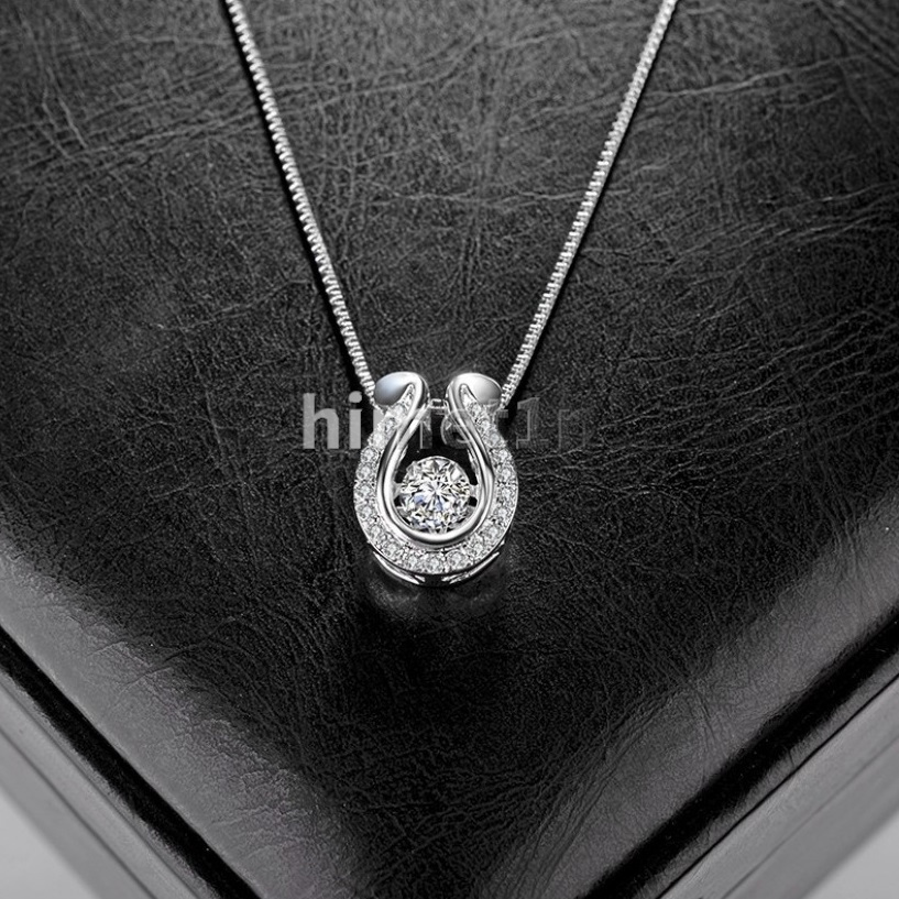  horseshoe necklace hose shoe CZ diamond K18 Gold silver 925 large grain Stone amulet lady's lovely present new goods 