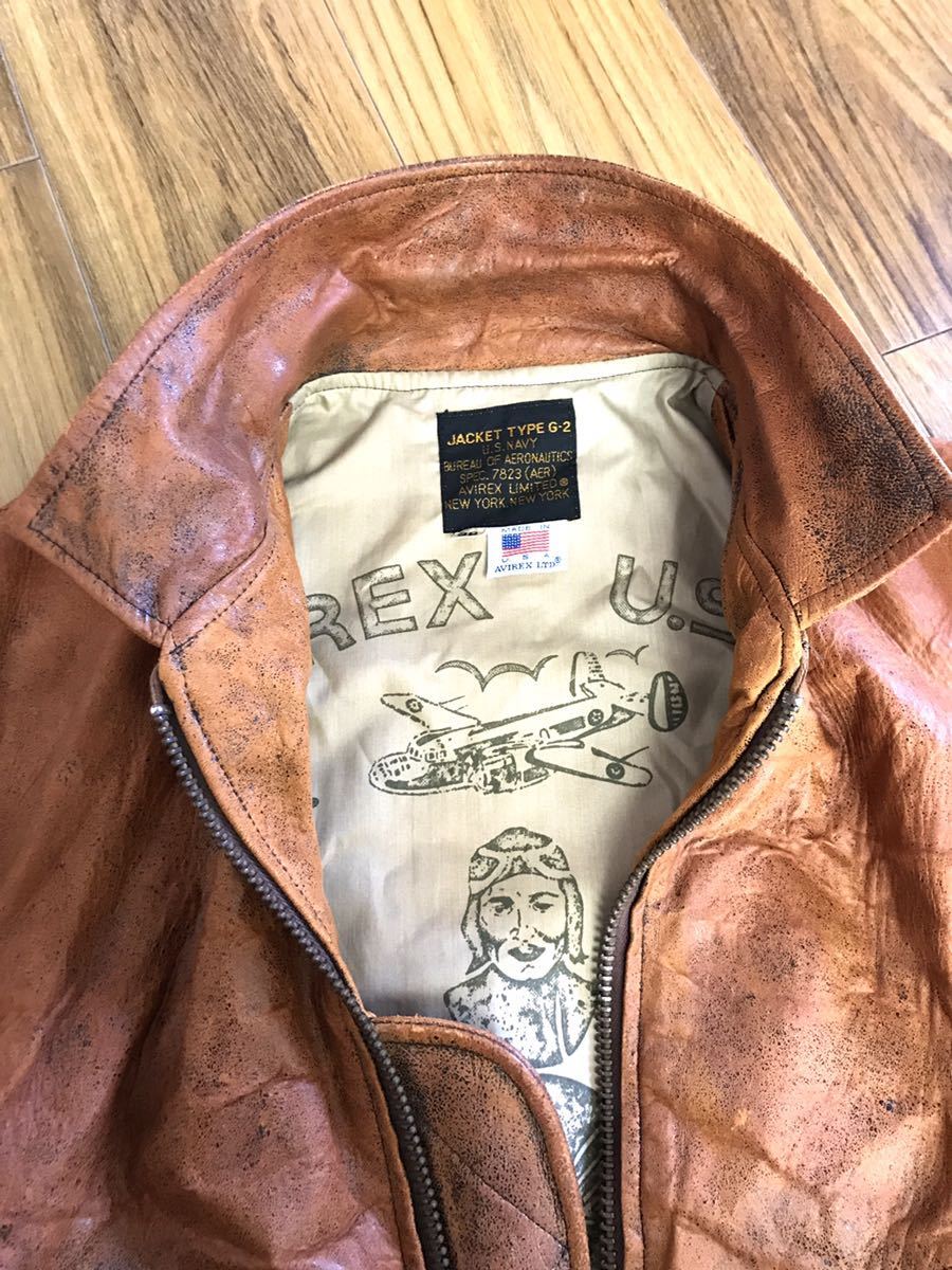 ☆AVIREXアヴィレックス☆80's古着G-2JACKET G2ジャケットレザージャケット ビンテージ 皮ジャン フライトジャケット 38