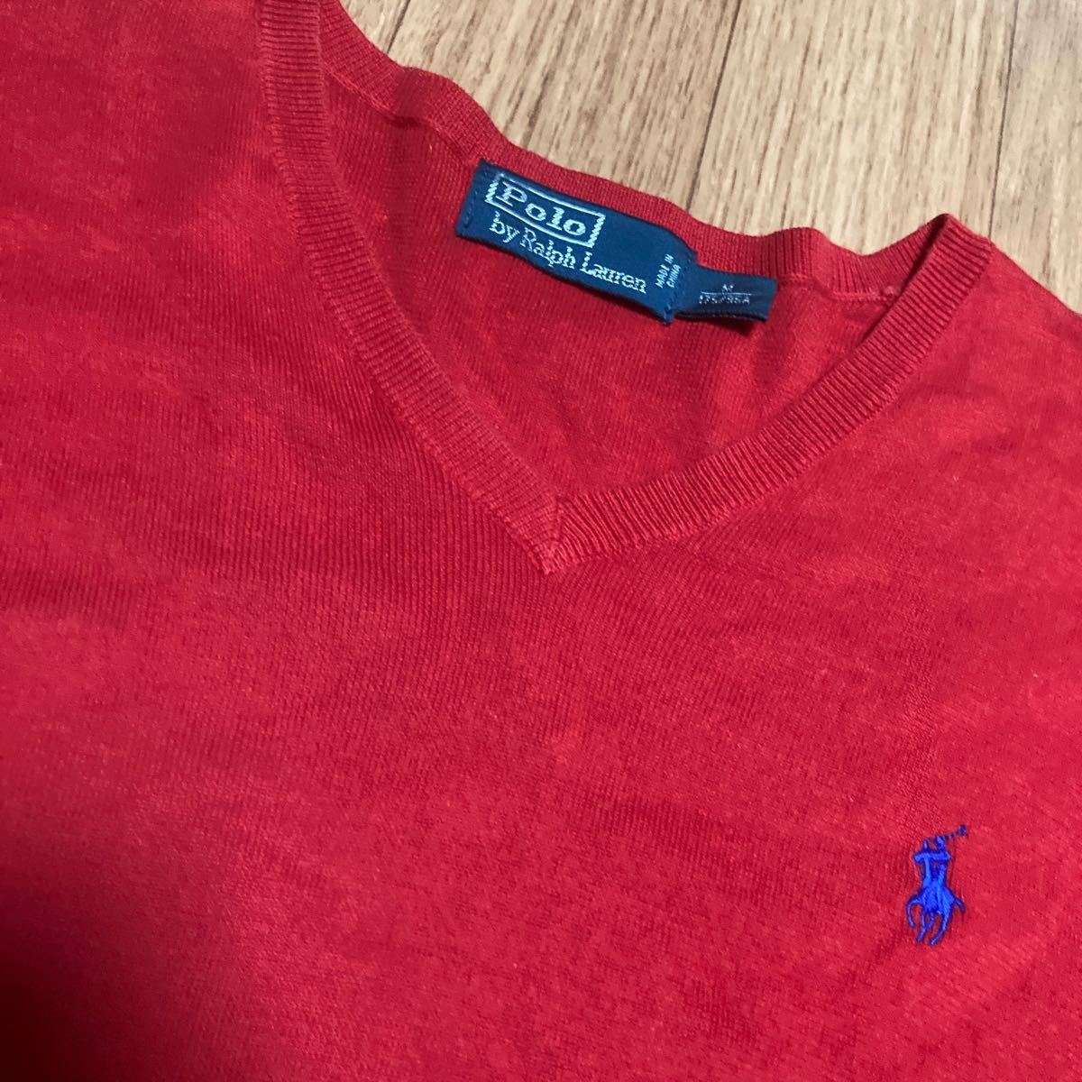  POLO RALPH LAUREN ポロラルフローレン　 ニットセーター　 Vネックニット 長袖 ポロシャツ　M 