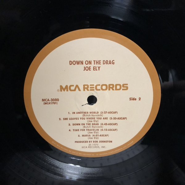 【美盤☆ '79 US orig】LP★Joe Ely - Down On The Drag ☆洗浄済み☆の画像4