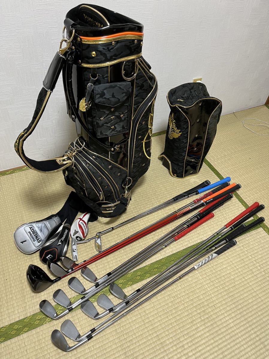 超豪華TOURSTAGE SWORD等ゴルフ14本フルセット+稀少キャディバッグ