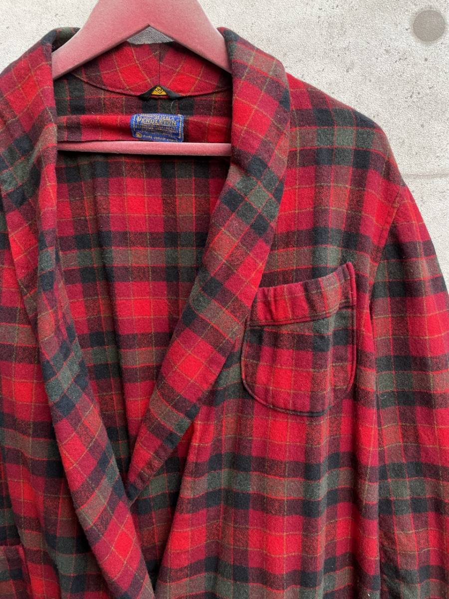 60's ヴィンテージ PENDLETON ペンドルトン チェック ピュア バージン ウール ガウン コート size M_画像3