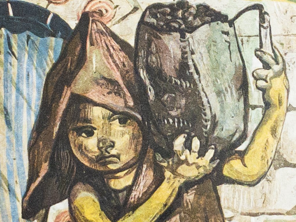 SHIN】藤田嗣治 小さな職人たちシリーズ「炭焼き職人」 木版画 SHIN】藤田嗣治 小さな職人たちシリーズ「炭焼き職人」 木版画