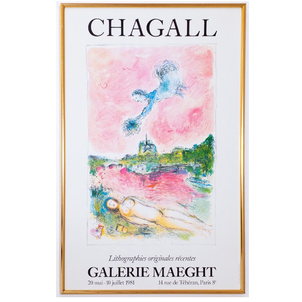 【SHIN】マルク・シャガール 1981年マーグ画廊展覧会ポスター 額装 リトグラフポスター Chagall