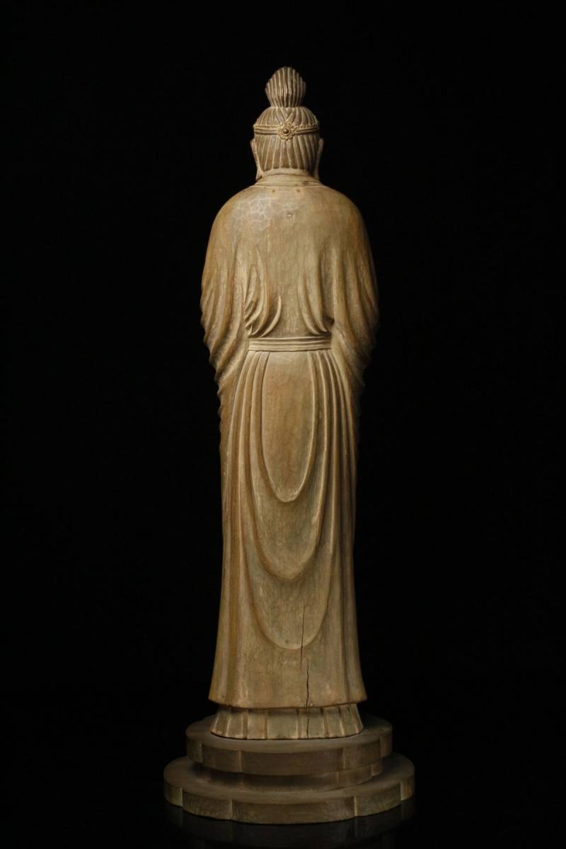 ヤフオク! - 【LIG】時代仏教美術 木彫 菩薩立像 特大64㎝ 細...