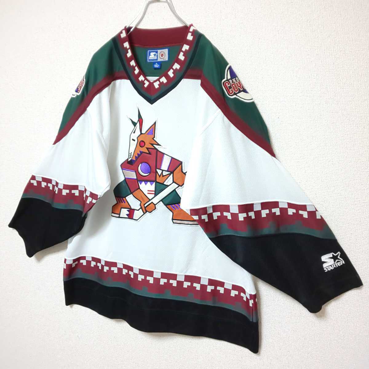 【極美品】STARTER NHL Phenix Coyotes スターター フェニックスコヨーテズ ホッケーシャツ ゲームシャツ ゲームジャージ ユニフォームの画像4