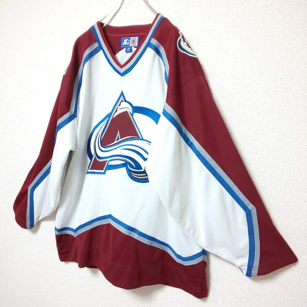 【極美品】STARTER NHL Colorado Avalanche スターター アバランチ ホッケーシャツ ゲームシャツ ゲームジャージ  ユニフォーム 刺繍ロゴ