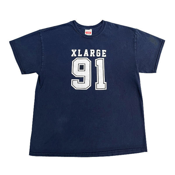 デッドストック レア 希少 XLARGE エクストララージ ヘビーウェイトTシャツ 91 紺 ネイビー XL 半袖 ビッグT ビッグサイズ ストリート