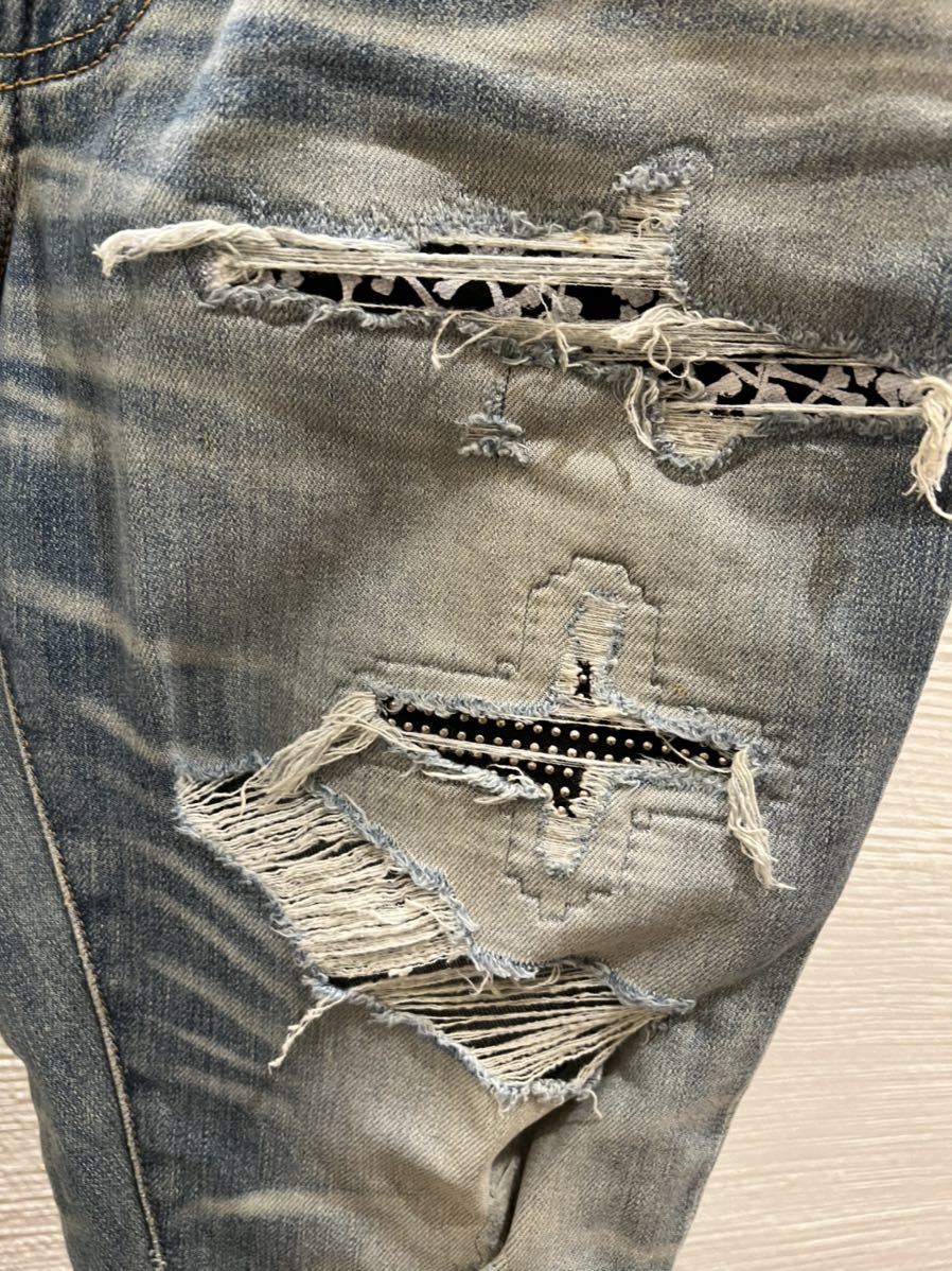 AMIRI アミリ MX1 バンダナ スタッズ スキニーデニムパンツ 30 | www