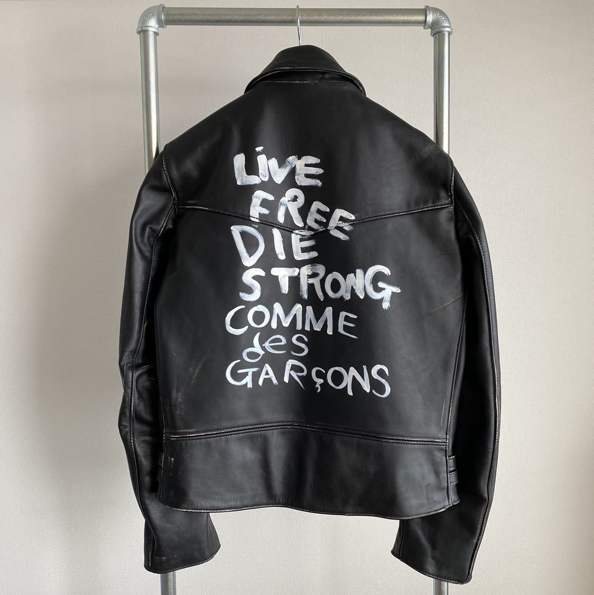 【未使用 正規品】コムデギャルソン ライトニング 青山限定 2022年 No.391T LIVE FREE DIE STRONG COMME des GARCONS サイズ38 黒