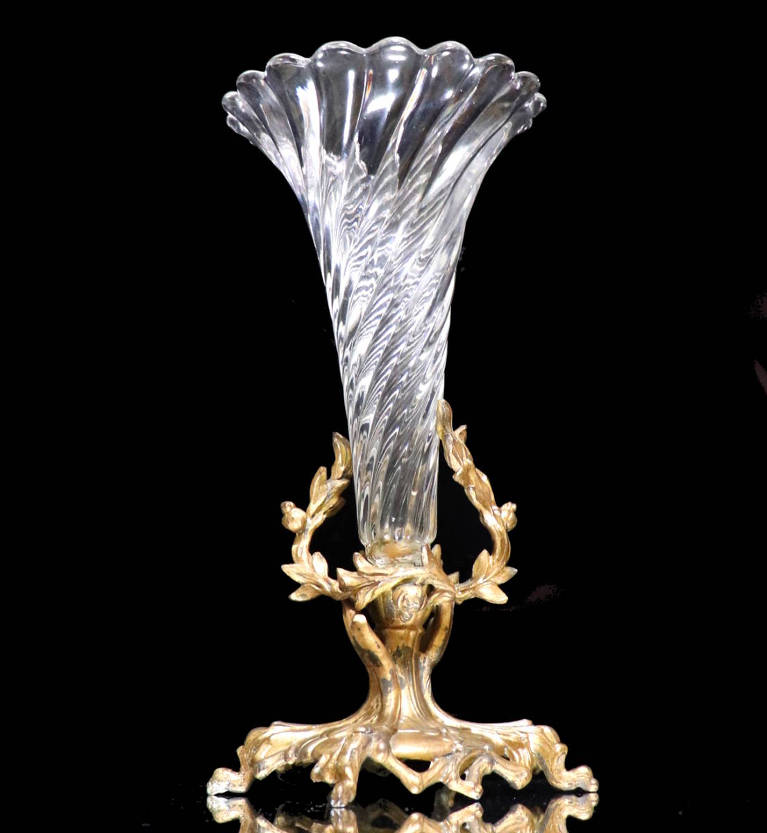 オールド・バカラ (BACCARAT) 美術館級 大型センターピース 花瓶 ブロンズ装飾 バンブー アンティーク 壺 花器 アンティーク レア 置物_画像10