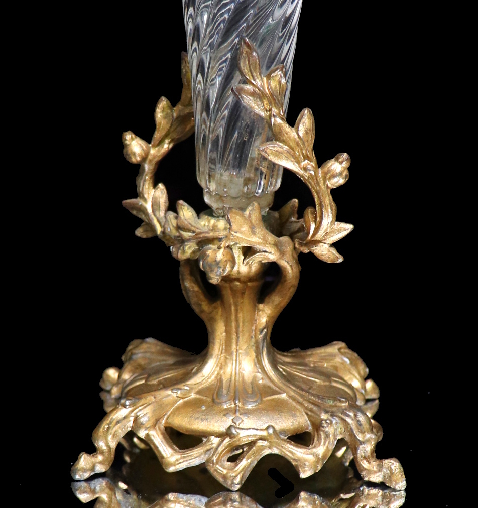 オールド・バカラ (BACCARAT) 美術館級 大型センターピース 花瓶 ブロンズ装飾 バンブー アンティーク 壺 花器 アンティーク レア 置物_画像6
