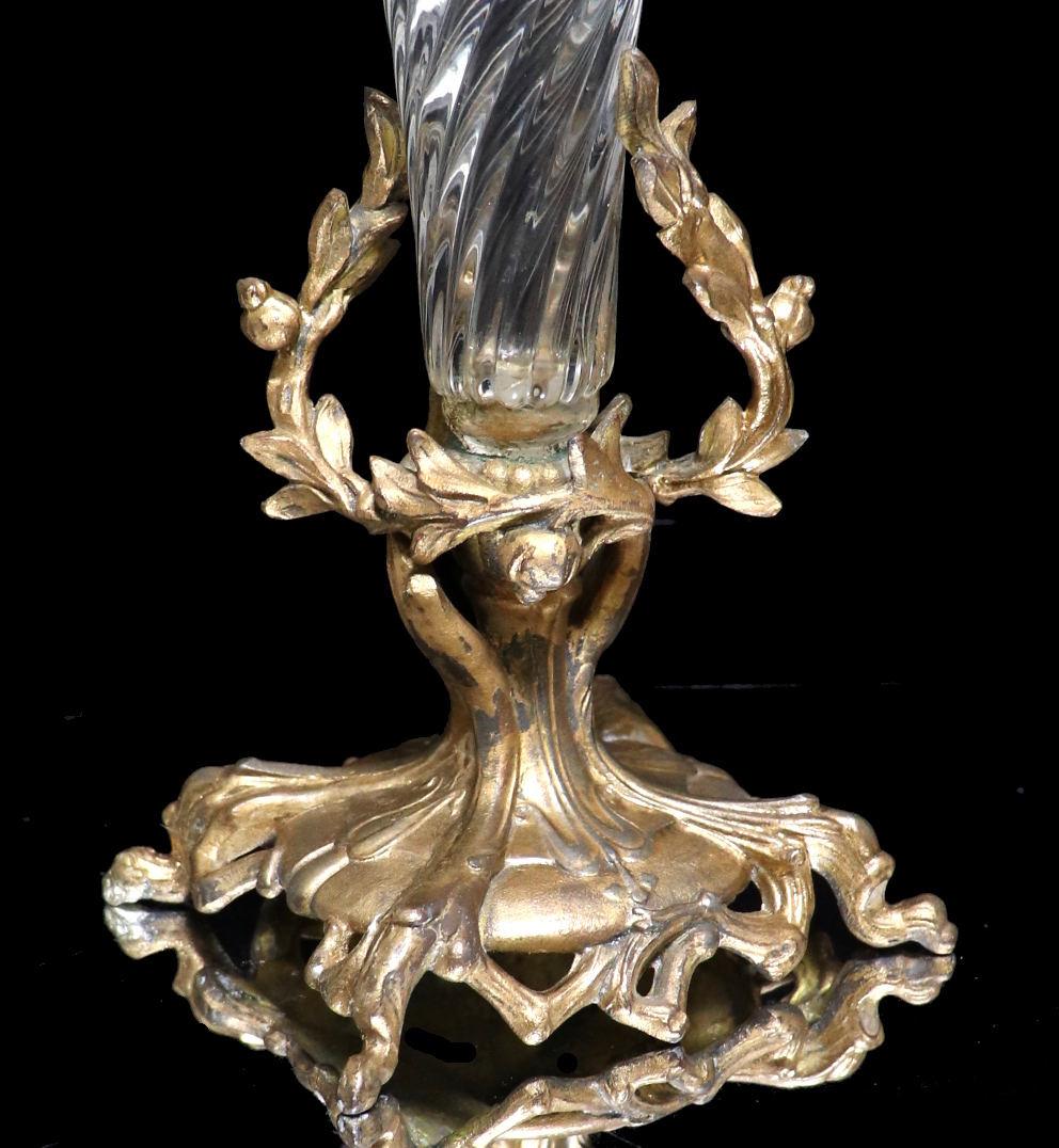オールド・バカラ (BACCARAT) 美術館級 大型センターピース 花瓶 ブロンズ装飾 バンブー アンティーク 壺 花器 アンティーク レア 置物_画像5