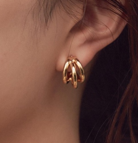  free shipping *MagiaDolce 5724* stainless steel earrings Gold earrings hoop earrings allergy correspondence earrings simple earrings lovely tei Lee earrings 