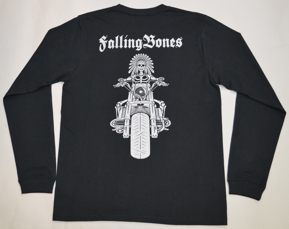 Falling Bones×Air Borne Big Beat　Skull on Valkyrie　ロングスリーブ　ロンT　ブラック　Sサイズ_画像3