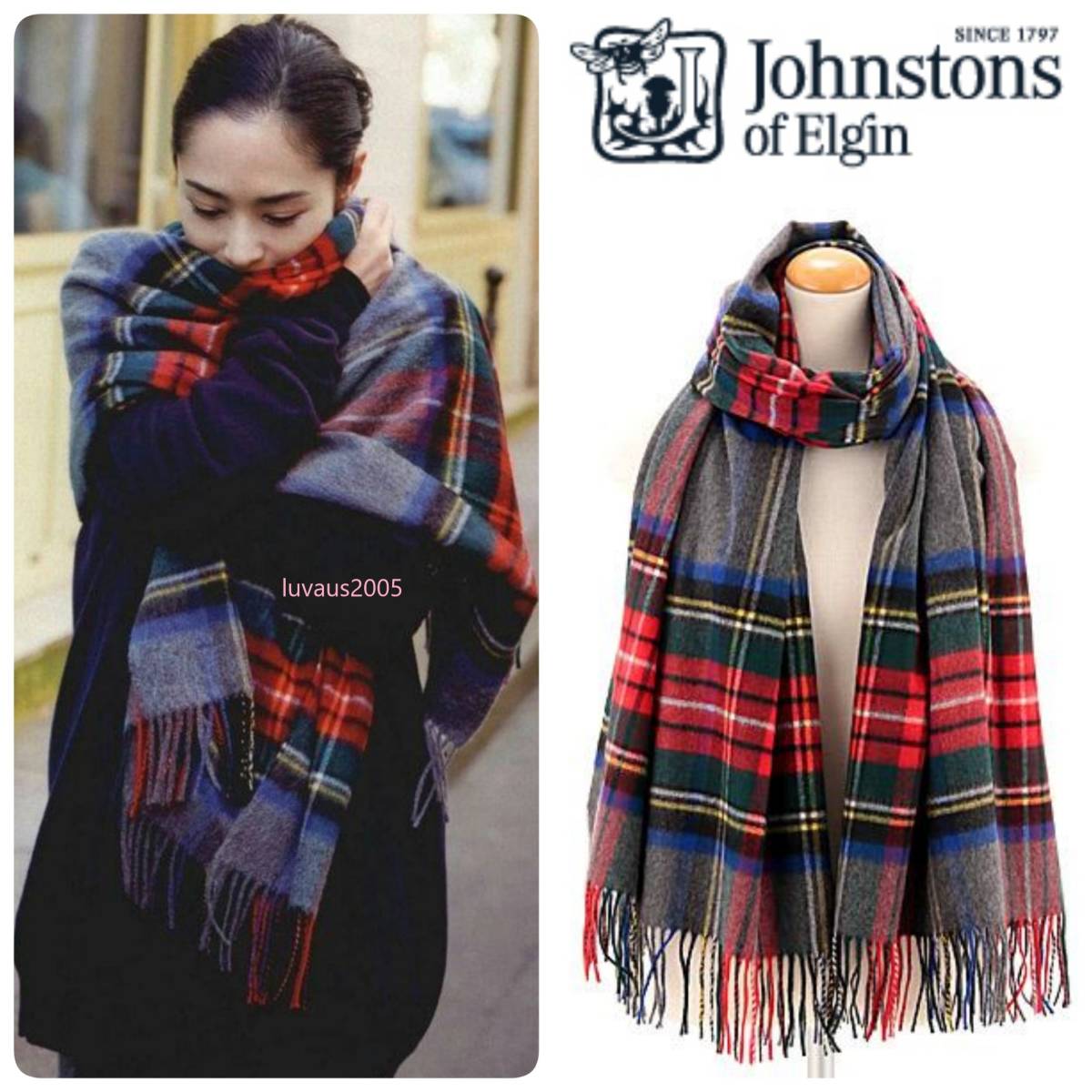 贈答 正規代理店タグ付き ジョンストンズ カシミヤ ストール 新品