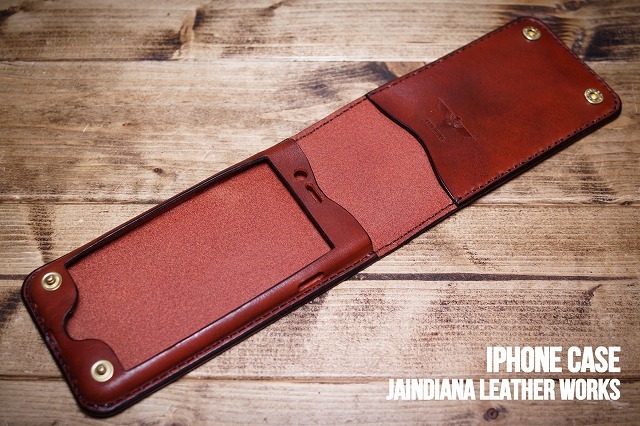  hand made saddle leather iPhone7*8*SEke- Vintage dyeing bar gun ti-