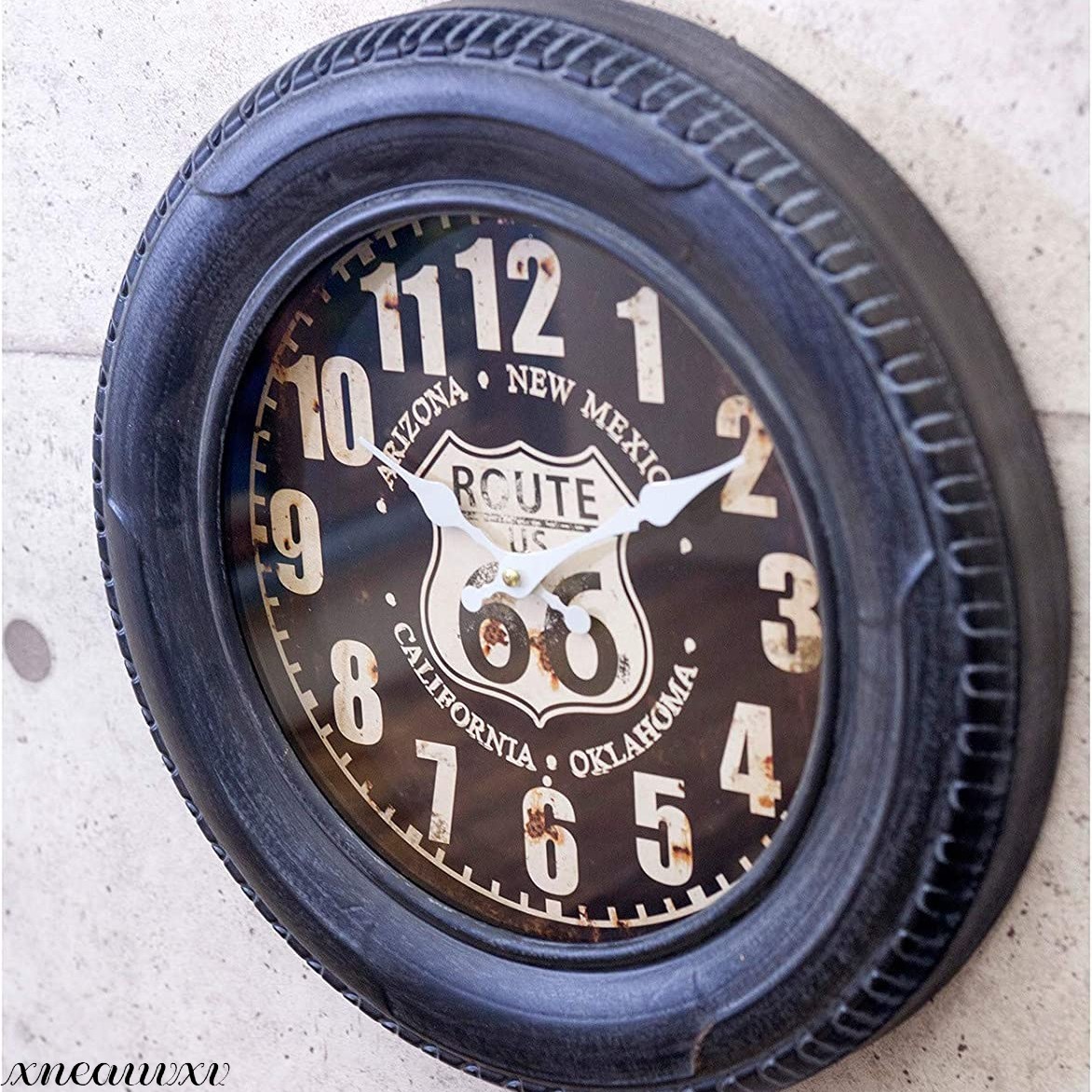 タイヤ型 掛け時計 ROUTE66 アンティーク インテリア おしゃれ 壁掛け 雑貨 レトロ ビンテージ 時計 ウォール クロック 模様替え