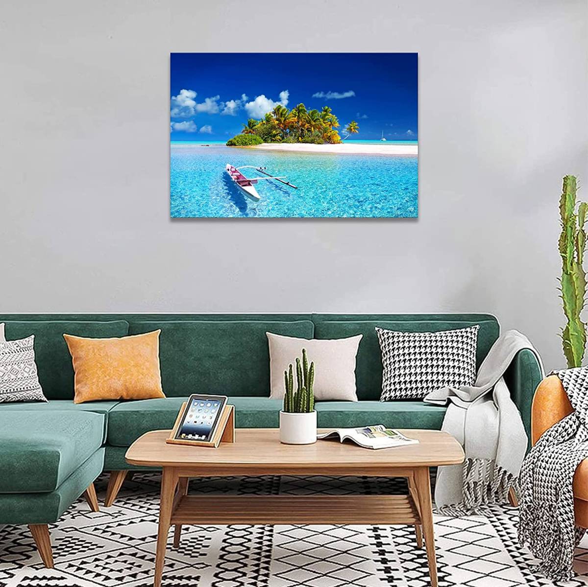 きれいな海と島 アートパネル 自然 風景 インテリア 壁掛け 部屋飾り 
