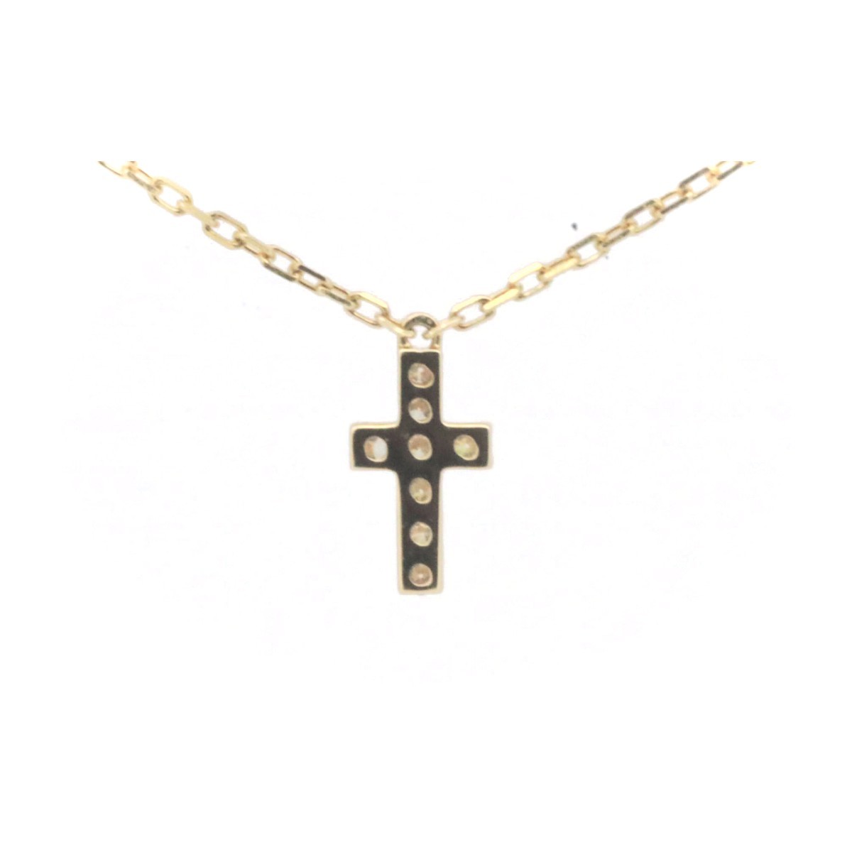  Ahkah Vivienne kchu-ru Cross diamond Cross necklace 0.05ct K18YG pawnshop exhibition 