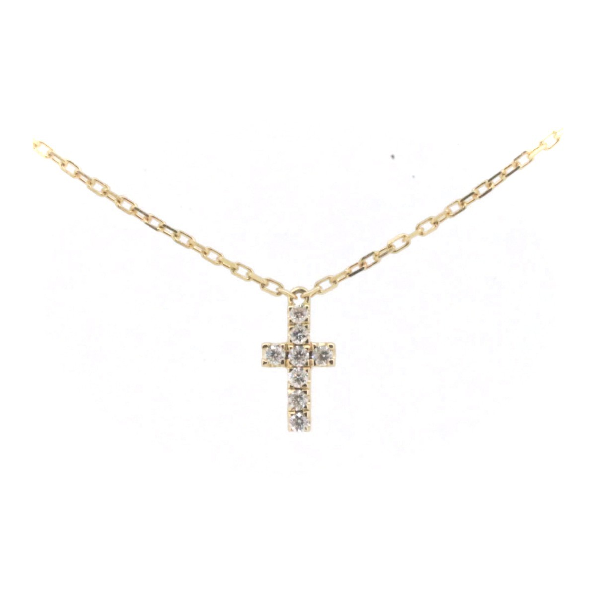  Ahkah Vivienne kchu-ru Cross diamond Cross necklace 0.05ct K18YG pawnshop exhibition 