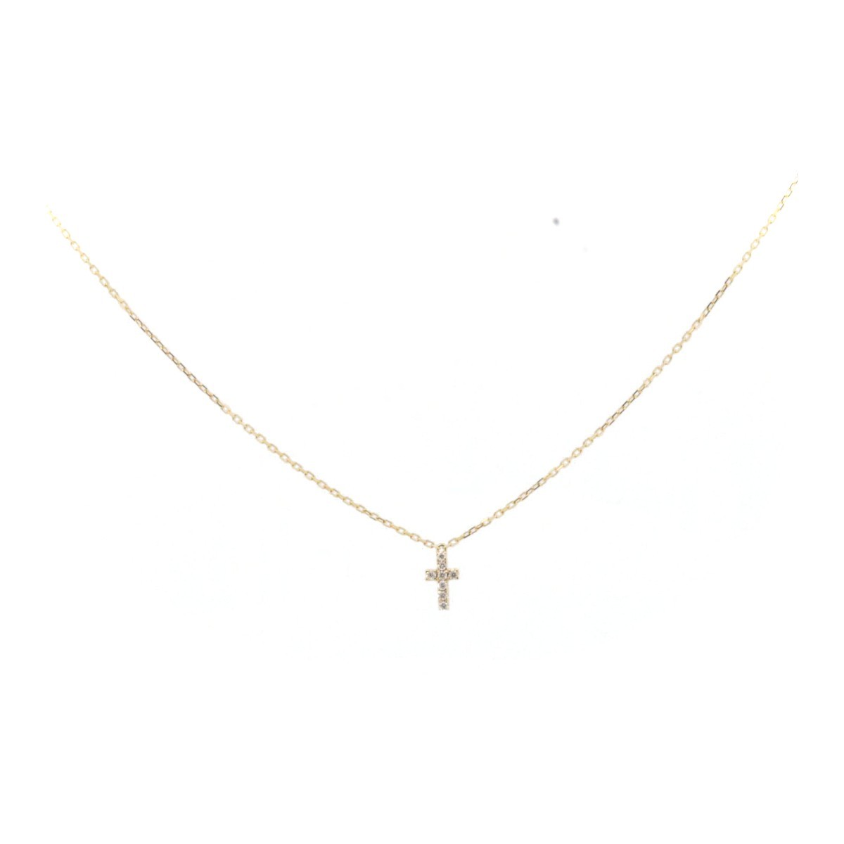  Ahkah Vivienne kchu-ru Cross diamond Cross necklace 0.05ct K18YG pawnshop exhibition 